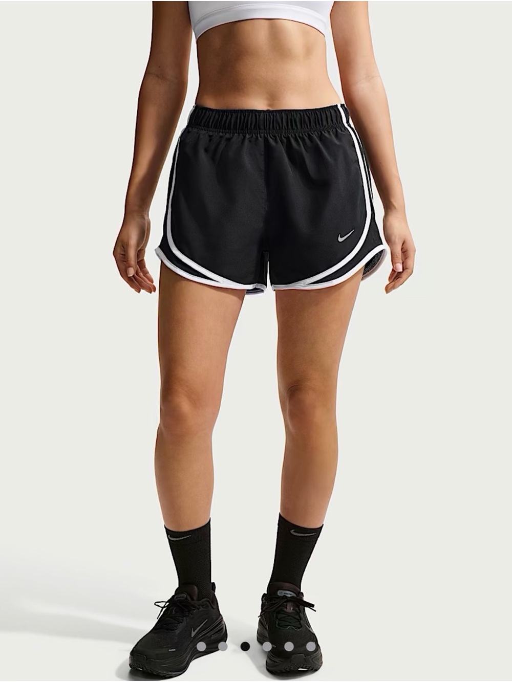 Nike Tempo Dri-FIT Mid-Rise Women’s Black and White Running Shorts